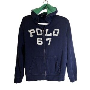 Boys Polo Ralph Lauren Hoodie Jacket Xl Navy Blue Cotton